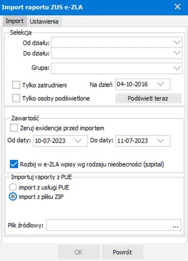 Dane identyfikacyjne na e-Zwolnieniu