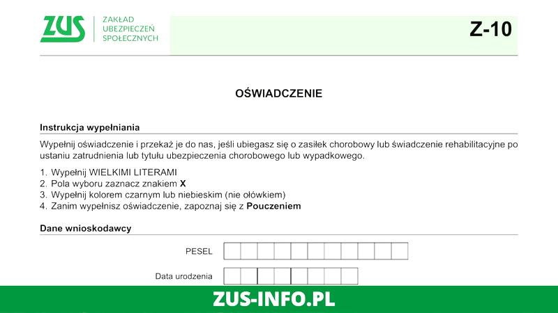 Formularz ZUS Z-10