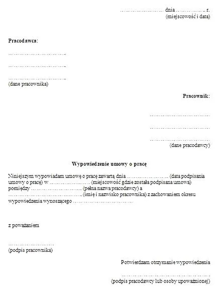 Jak napisać wypowiedzenie