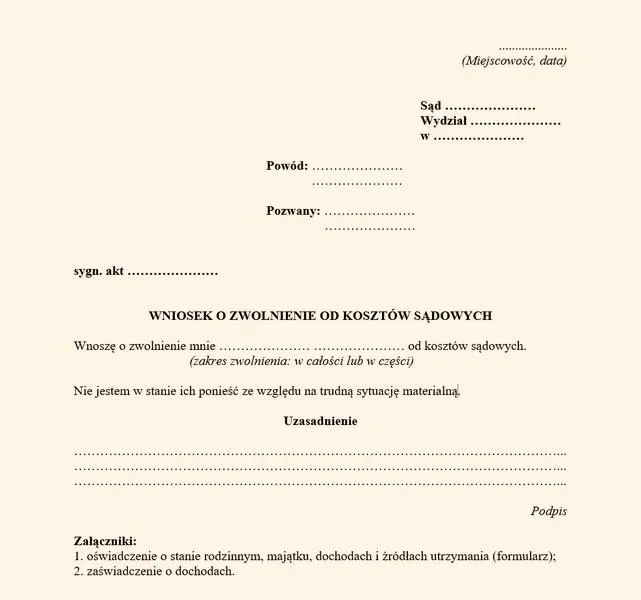 Jak uzyskać zwolnienie z kosztów