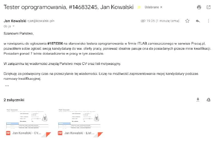 Pisanie do pracodawcy