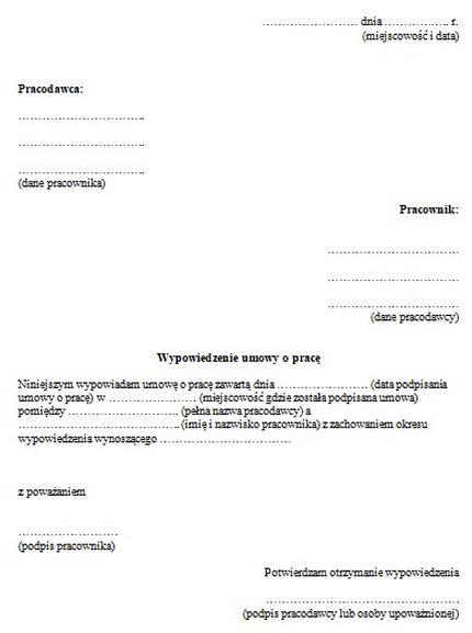 Przekazanie wypowiedzenia
