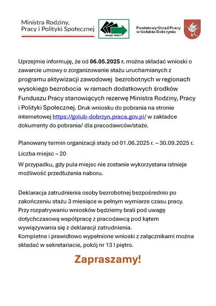 Staż z urzędu pracy