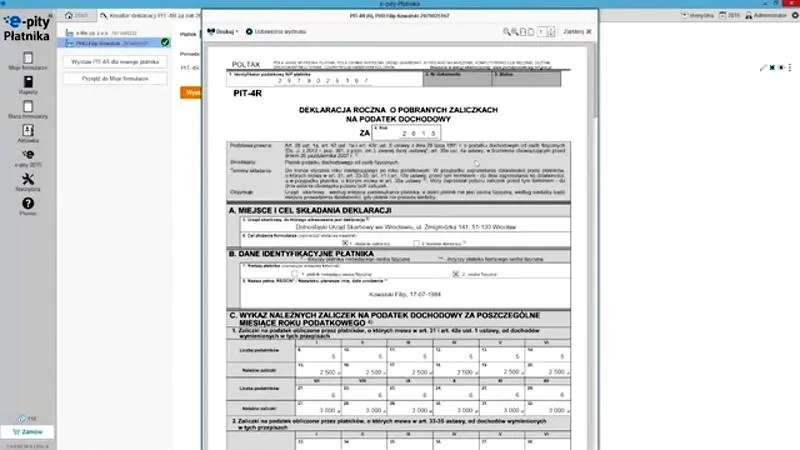 Wypełnianie formularza PIT-4R