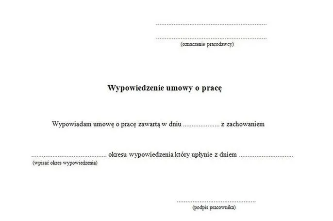 Wzór wypowiedzenia