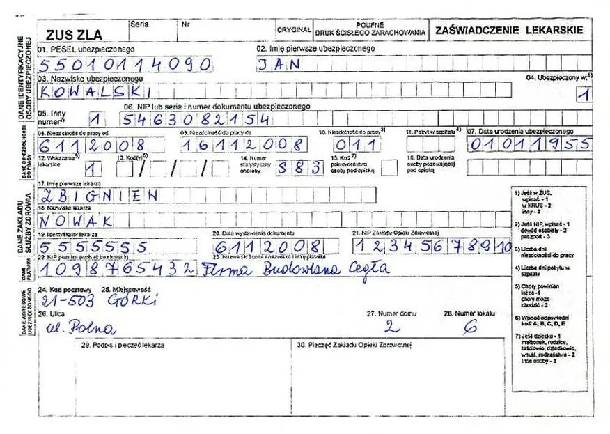 Zwolnienia lekarskie wstecz