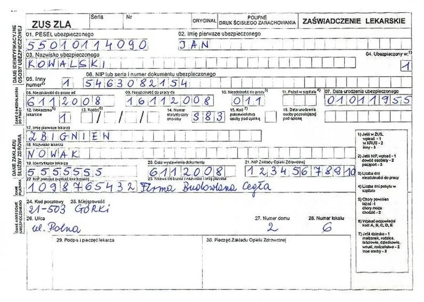 Zwolnienie lekarskie