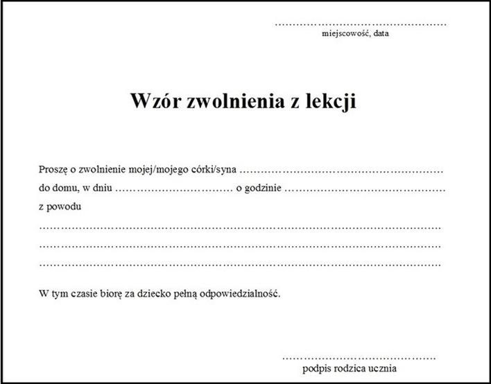 Zwolnienie z lekcji